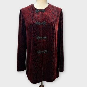 Vintage R&M Richards Red Velvet Jacket Top Frog Closures Goth Glam Witchy Vamp 8